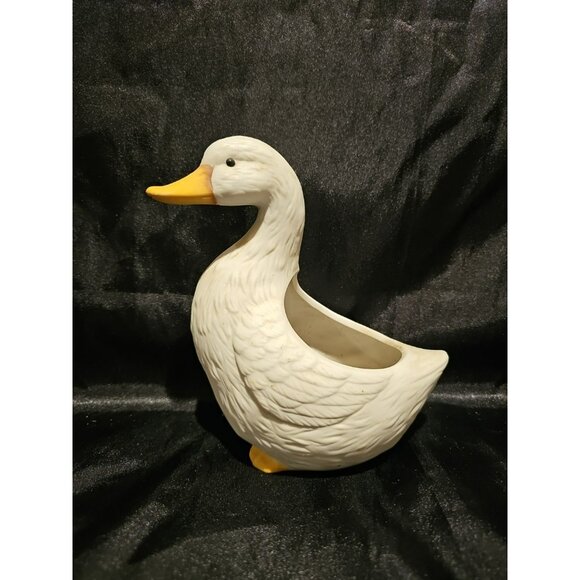 White Duck / Goose Planter Ceramic Bisque, 6" High, Country Farmhouse Charm - Picture 1 of 6